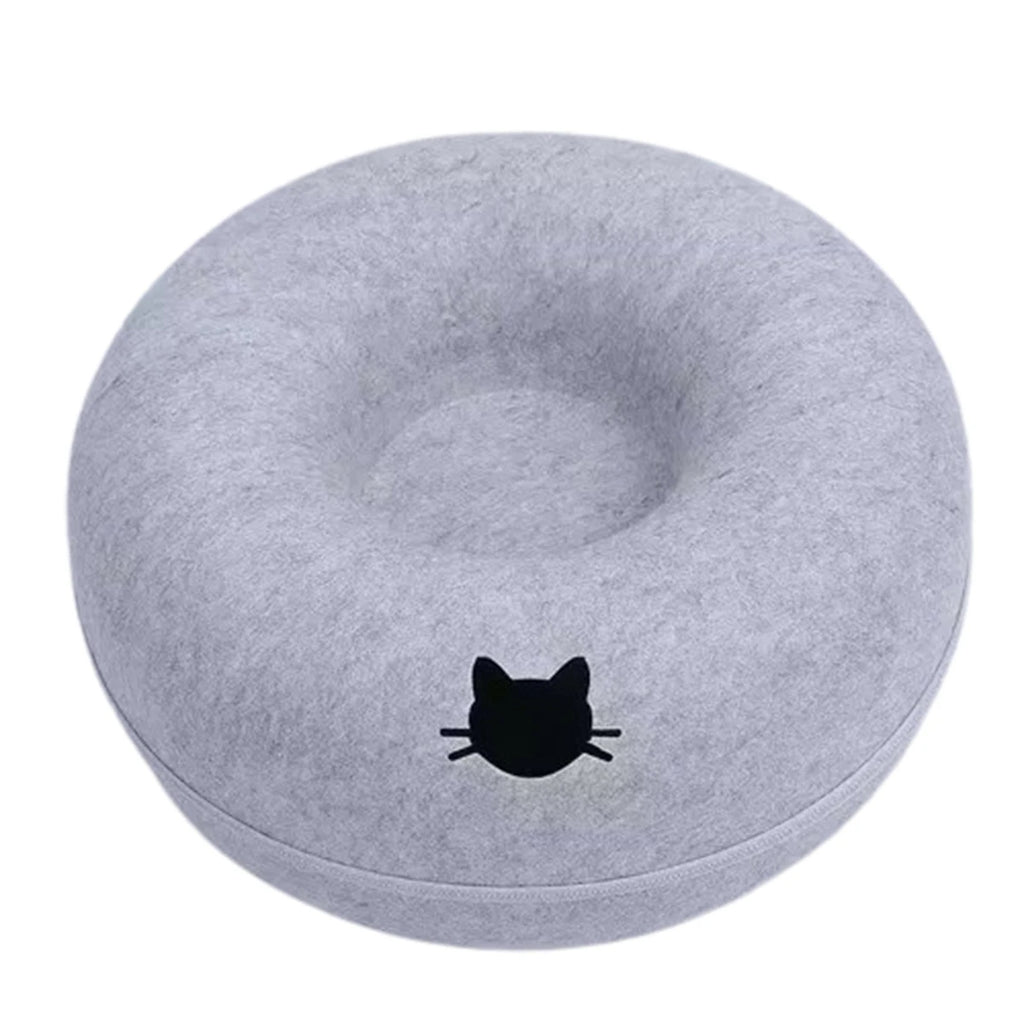 Felt Donut Cat Bed – 2-in-1 Cat Tunnel & Cozy Hideout 🐱✨