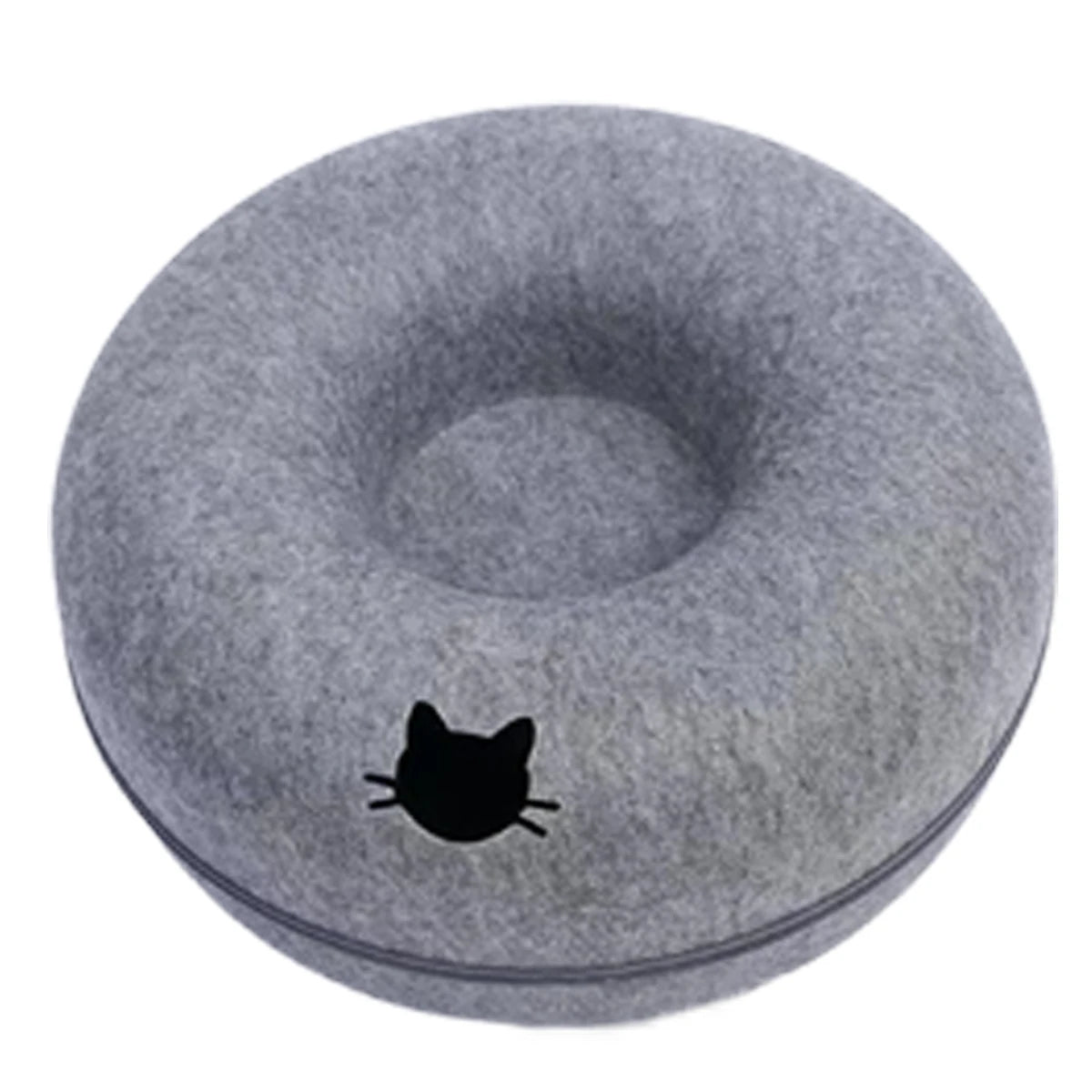 Felt Donut Cat Bed – 2-in-1 Cat Tunnel & Cozy Hideout 🐱✨