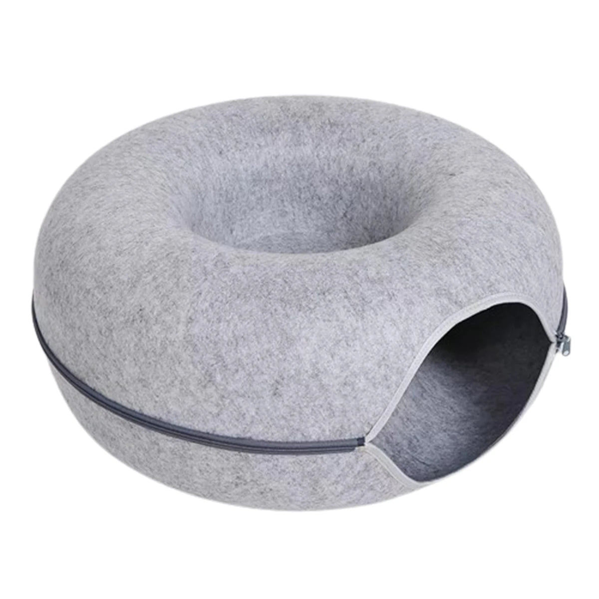 Felt Donut Cat Bed – 2-in-1 Cat Tunnel & Cozy Hideout 🐱✨