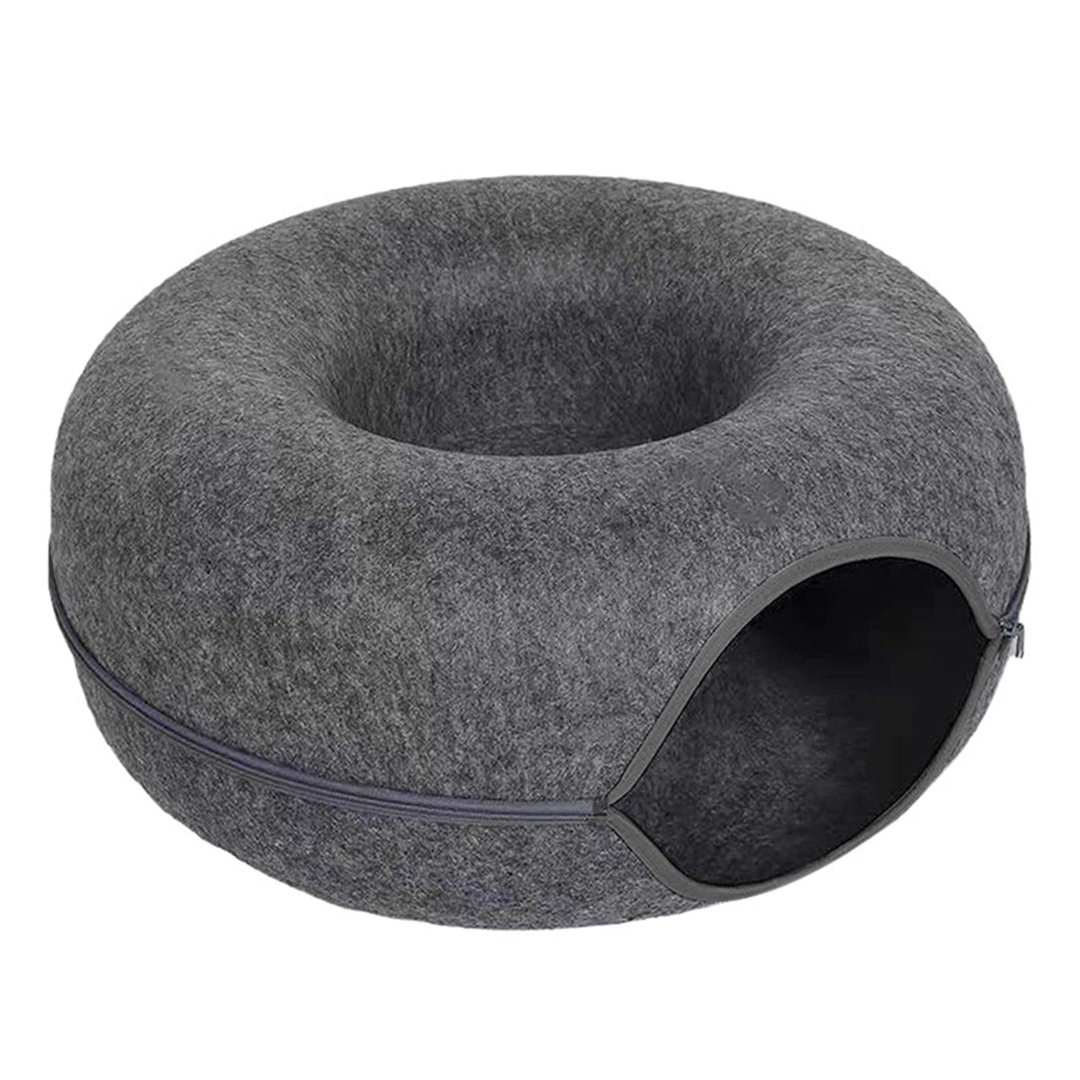 Felt Donut Cat Bed – 2-in-1 Cat Tunnel & Cozy Hideout 🐱✨