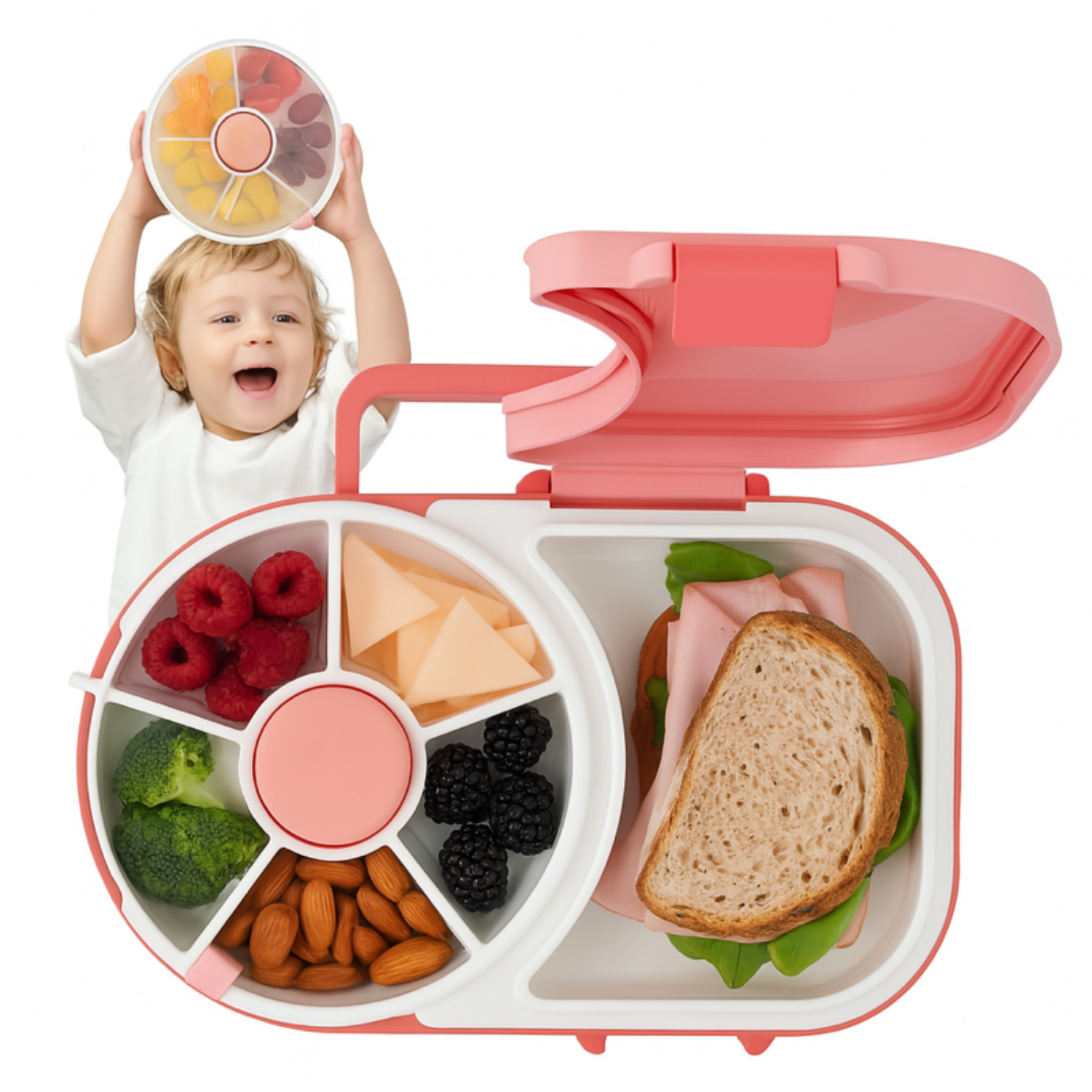 Rotating Kids Lunchbox – Snack Spinner Bento Box for School & Travel 🍎