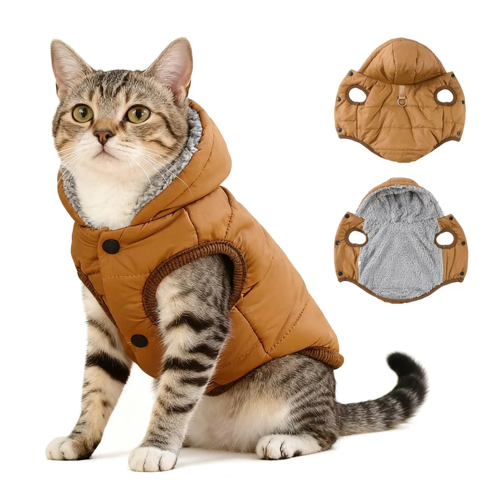 Warm Hooded Dog Jacket – Fleece Winter Coat for Small Dogs & Cats