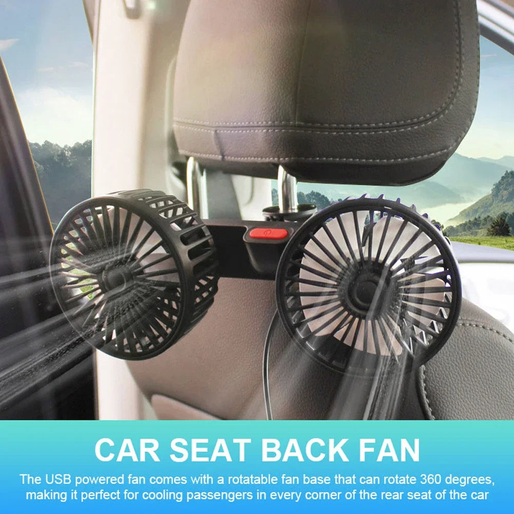 Dual Head Car Seat Fan – Rechargeable Backseat Cooling Fan for Kids & Pets 🚗❄️🐶👶