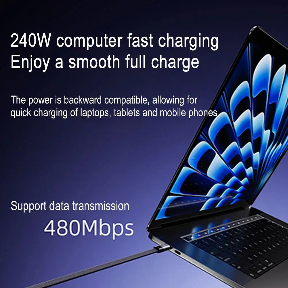 240W Fast Charging USB-C Cable with Adjustable Phone Stand ⚡