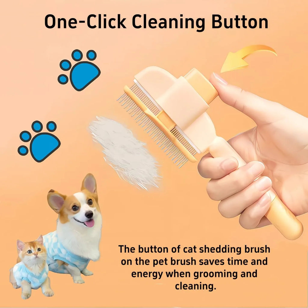 Self-Cleaning Pet Grooming & Flea Comb – Deshedding Brush for Cats & Dogs 🐶🐱✨