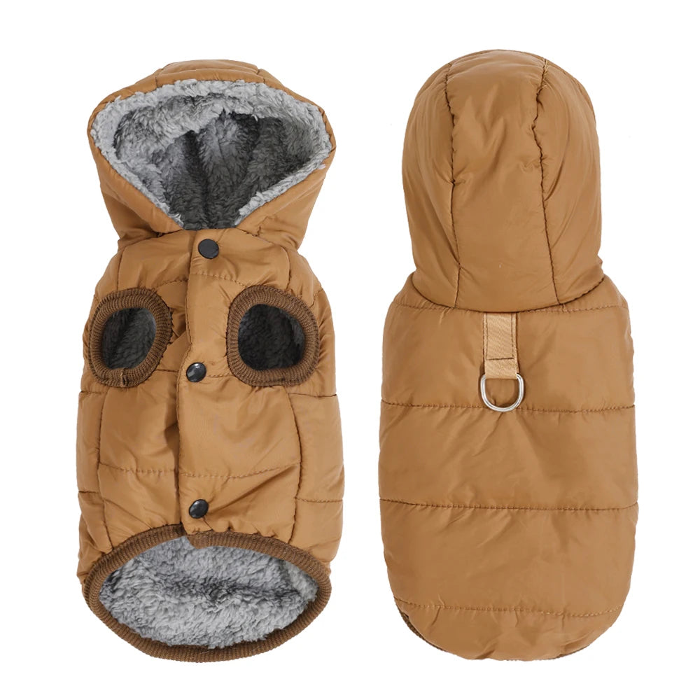 Warm Hooded Dog Jacket – Fleece Winter Coat for Small Dogs & Cats
