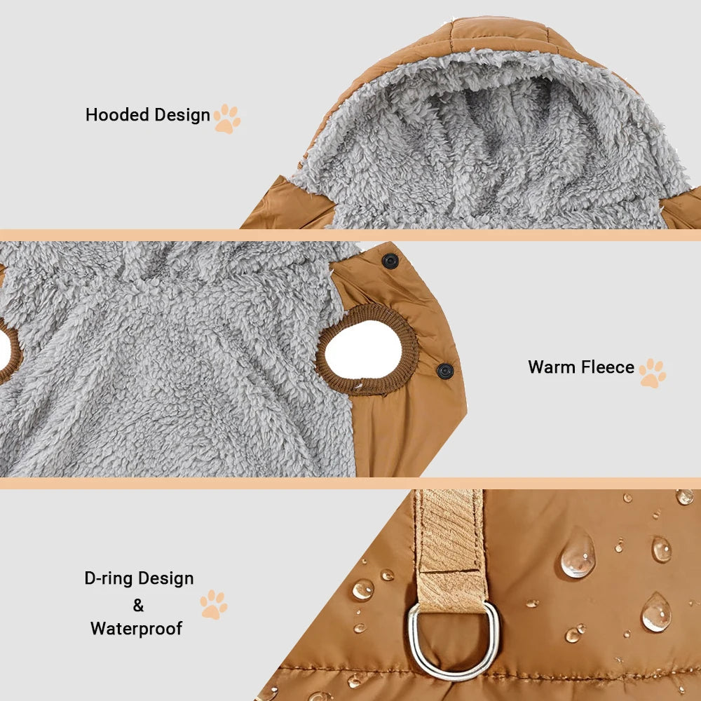 Warm Hooded Dog Jacket – Fleece Winter Coat for Small Dogs & Cats