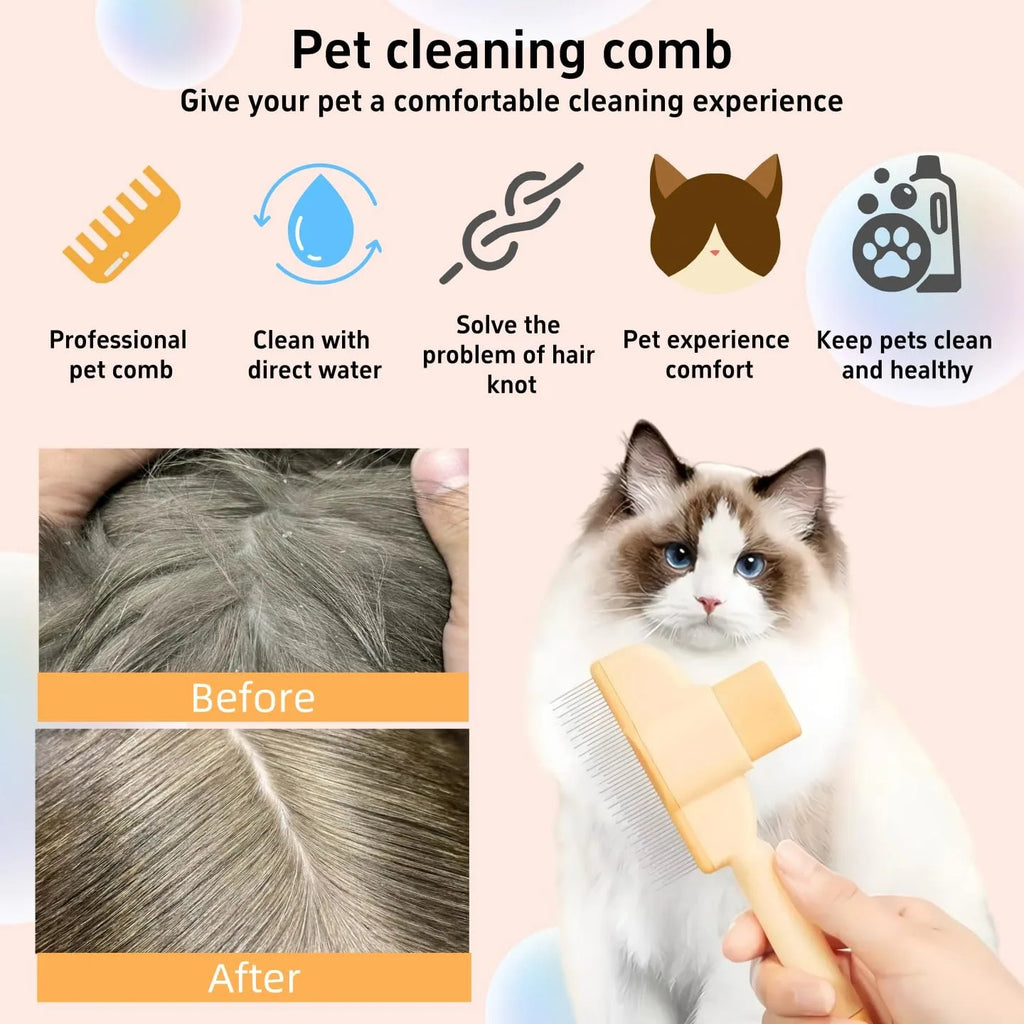 Self-Cleaning Pet Grooming & Flea Comb – Deshedding Brush for Cats & Dogs 🐶🐱✨