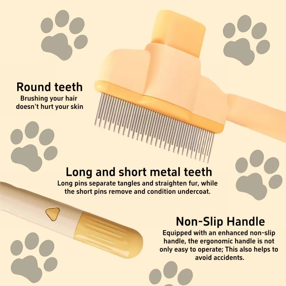 Self-Cleaning Pet Grooming & Flea Comb – Deshedding Brush for Cats & Dogs 🐶🐱✨