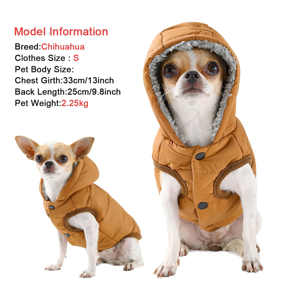 Warm Hooded Dog Jacket – Fleece Winter Coat for Small Dogs & Cats