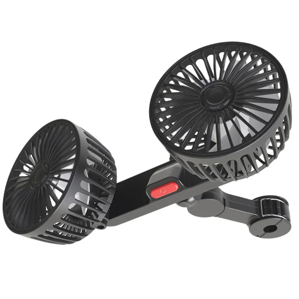 Dual Head Car Seat Fan – Rechargeable Backseat Cooling Fan for Kids & Pets 🚗❄️🐶👶