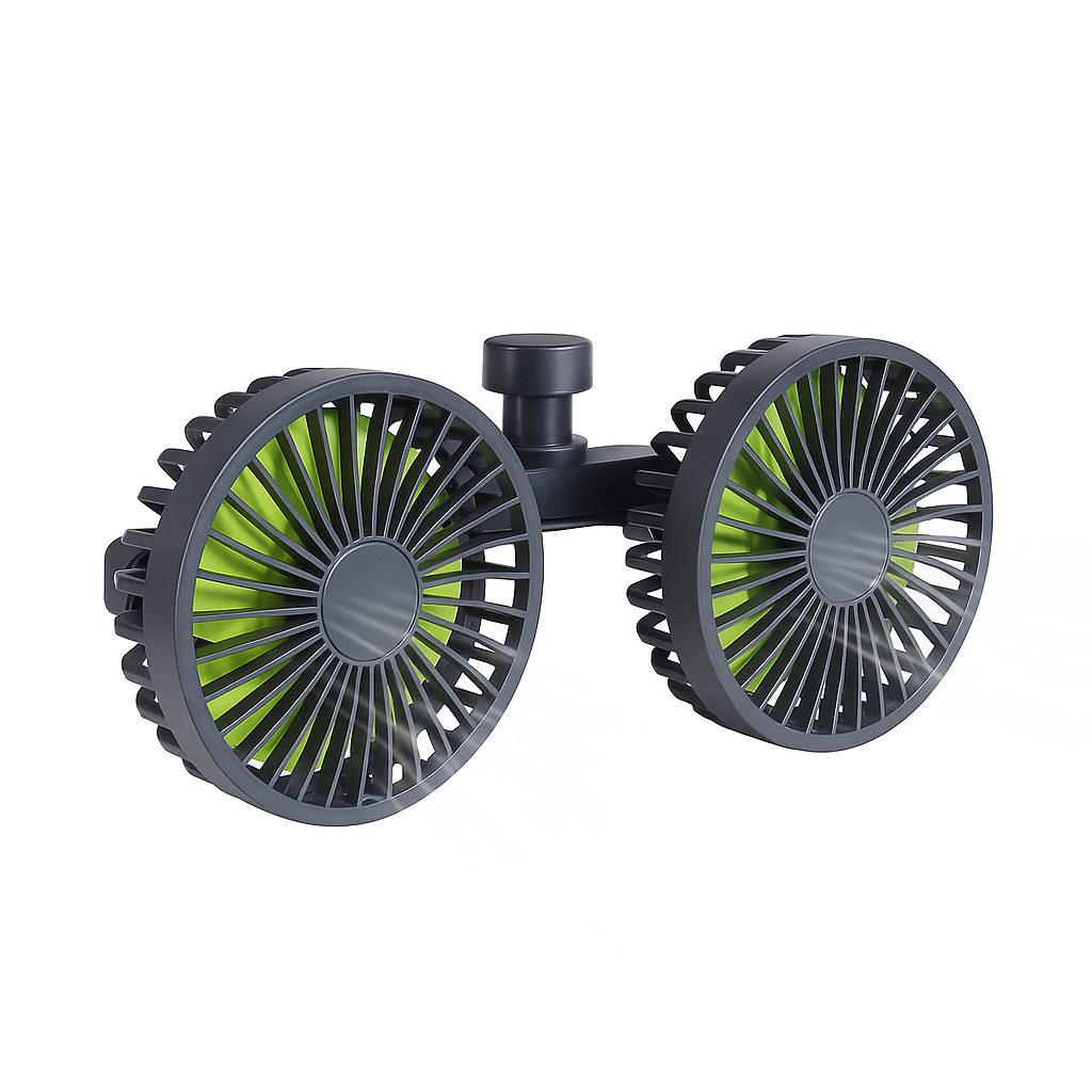 Dual Head Car Seat Fan – Rechargeable Backseat Cooling Fan for Kids & Pets 🚗❄️🐶👶
