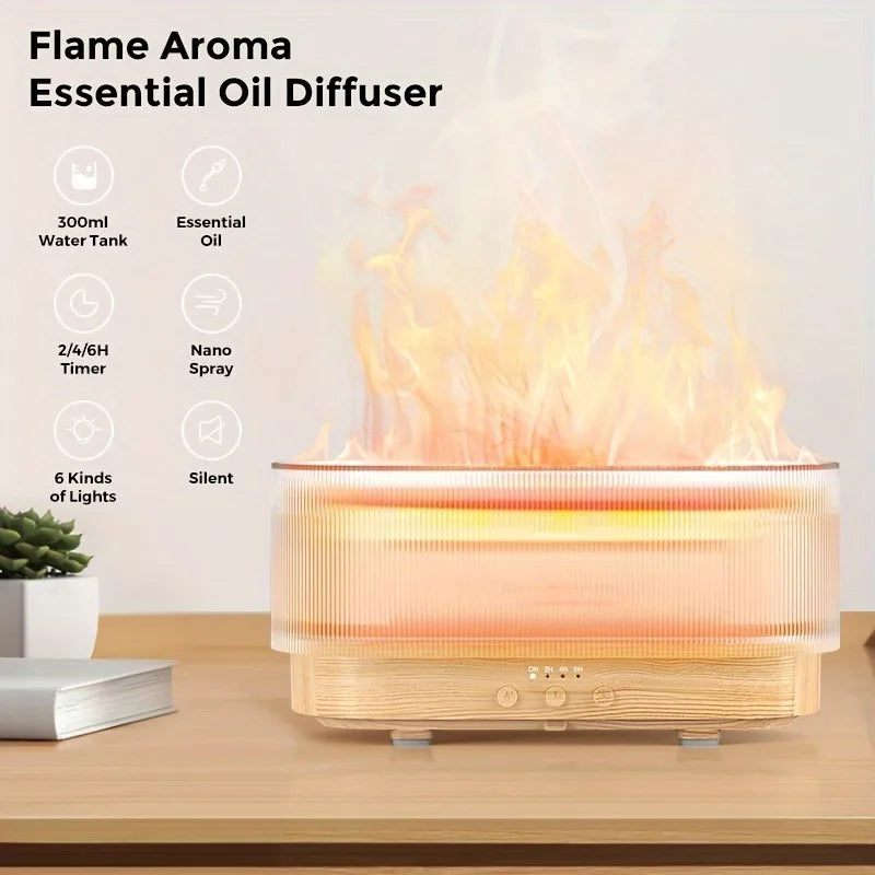 Flame Aroma Humidifier – Ultrasonic Essential Oil Diffuser with LED Flame Effect 🔥