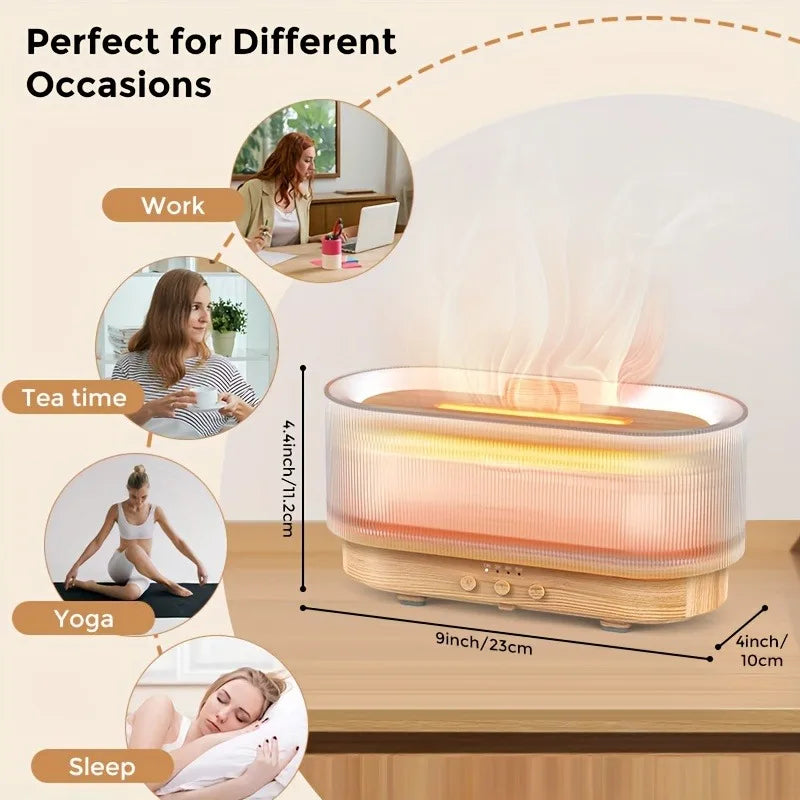 Flame Aroma Humidifier – Ultrasonic Essential Oil Diffuser with LED Flame Effect 🔥