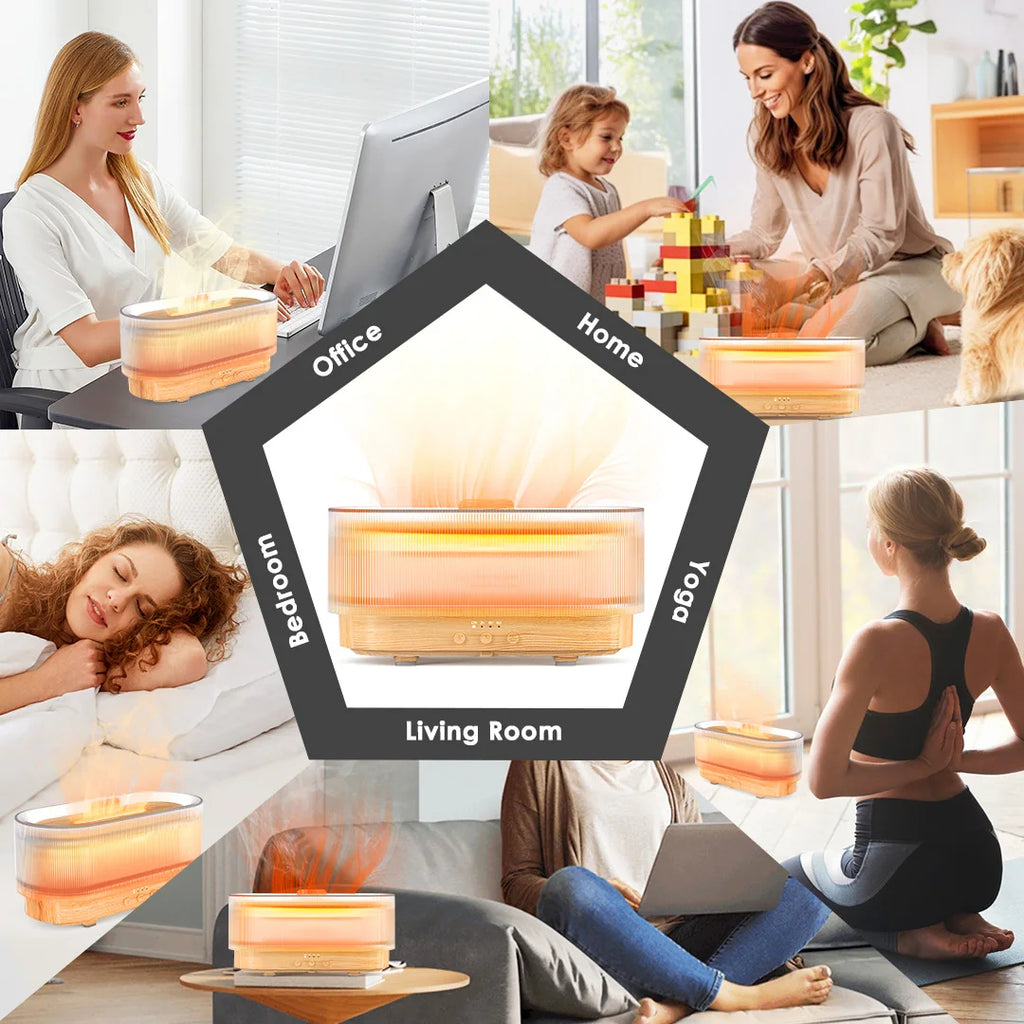 Flame Aroma Humidifier – Ultrasonic Essential Oil Diffuser with LED Flame Effect 🔥