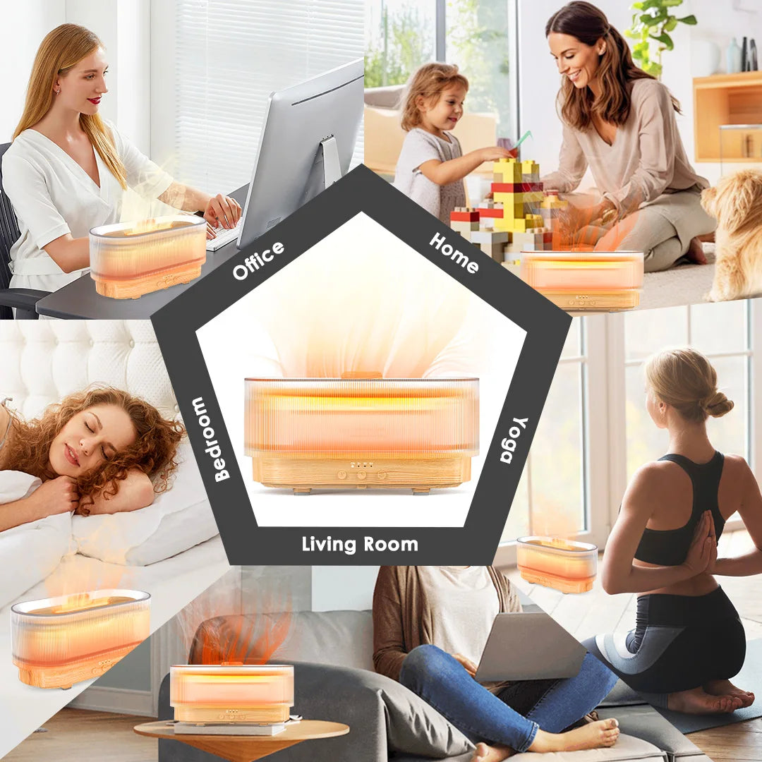 Flame Aroma Humidifier – Ultrasonic Essential Oil Diffuser with LED Flame Effect 🔥